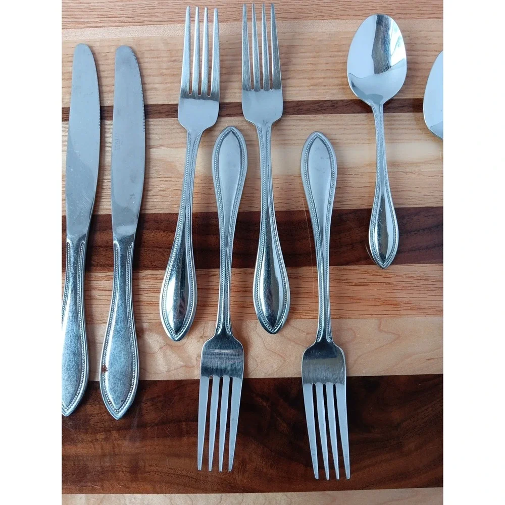 11pc Towle TUSCAN BEAD Stainless Steel Flatware Spoons Forks Knives‎ LOT